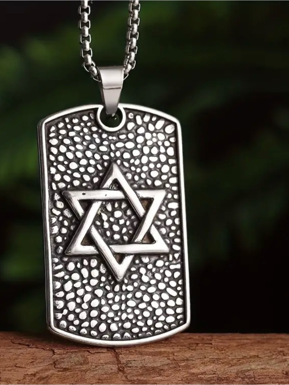 Stainless steel Silver Star of David Dog Tag Pendant Necklace for Men